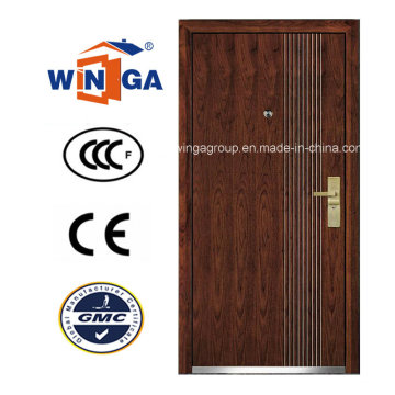 Популярная Europ Security Metal MDF Деревянная шпонная бронированная дверь (W-A4)
